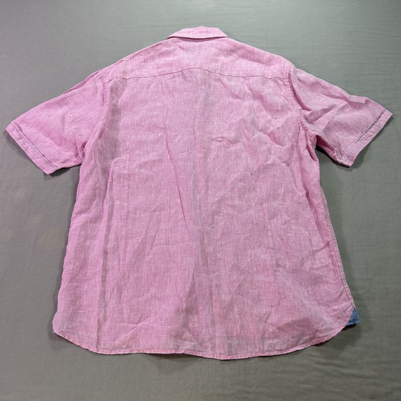 Patrick James Shirt Mens Large Pink Linen Button Up Classic Fit Casual - Picture 2 of 10